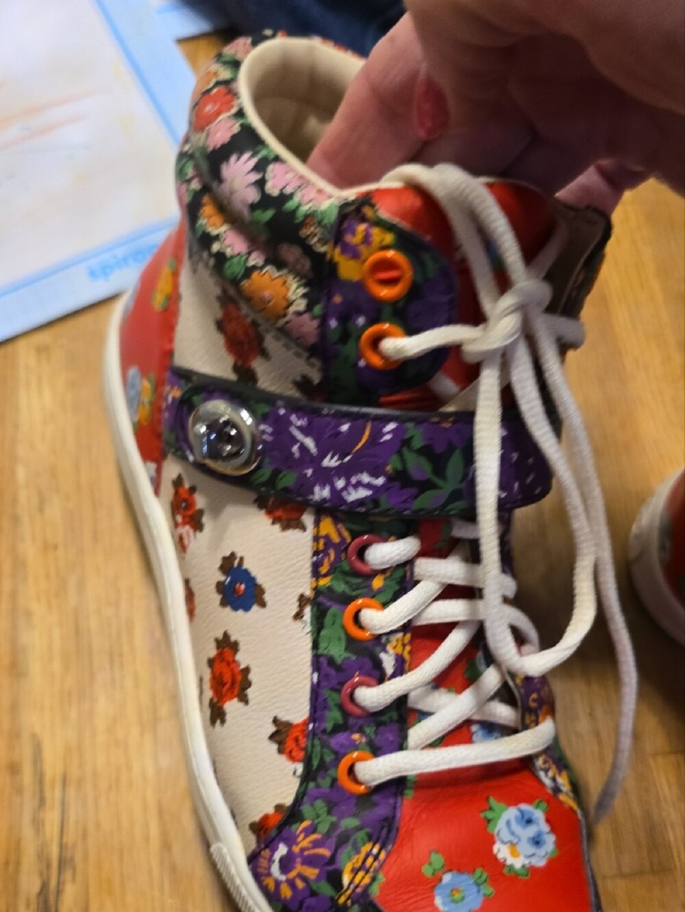 Coach Ladies Floral Red and Purple Low-Top Sneakers - Picture 6 of 11